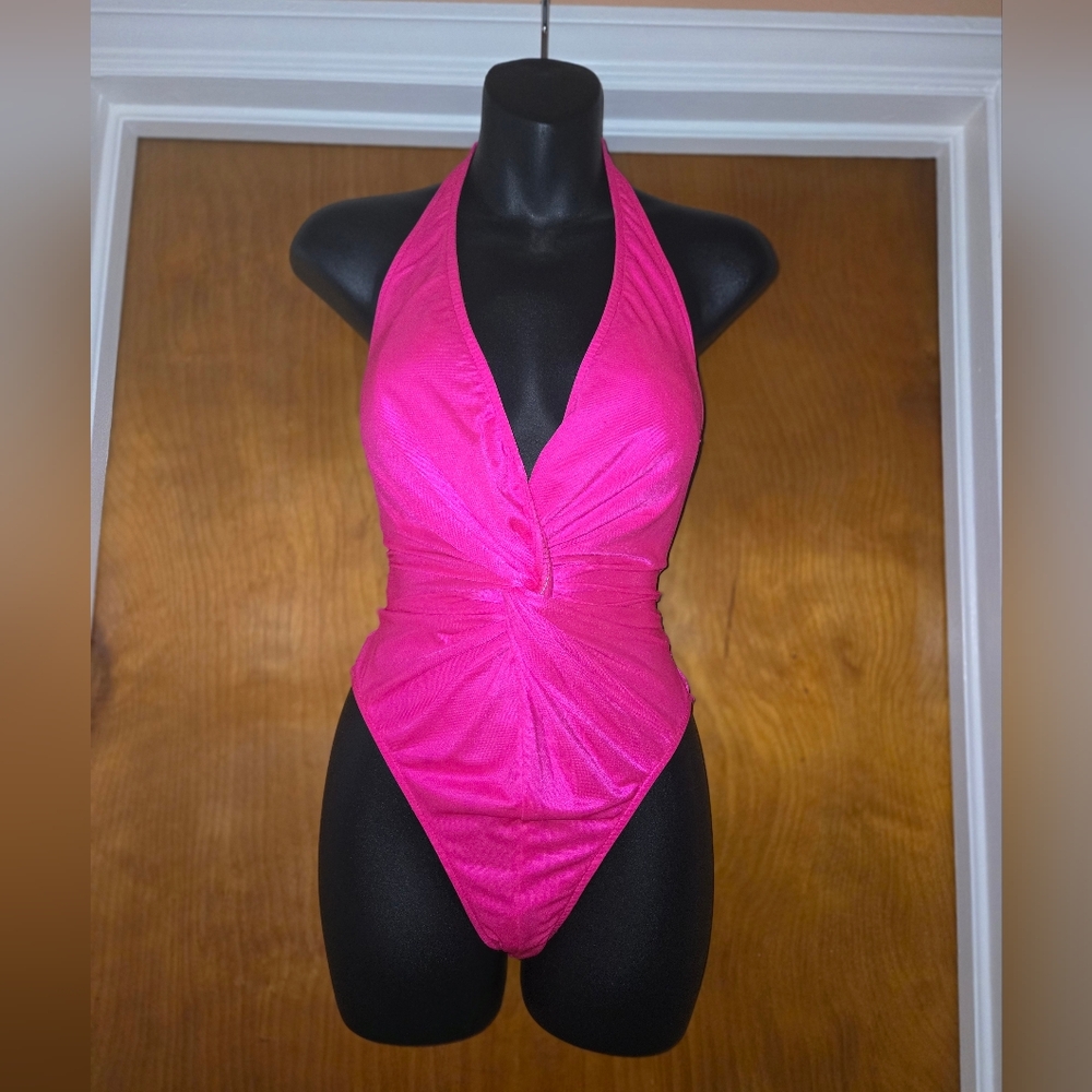 Hot Pink Halter Swimsuit